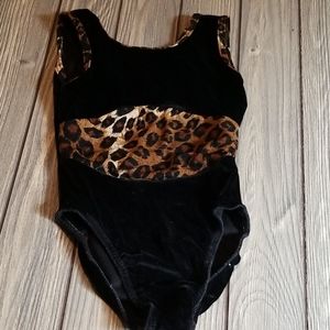 Duck Crossing Girl's Black Velvet Leotard sz S